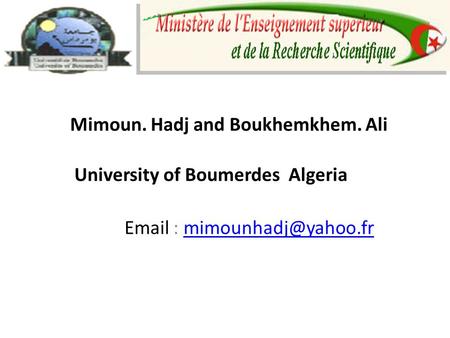 University of Boumerdes Algeria