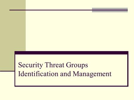 Security Threat Groups Identification and Management