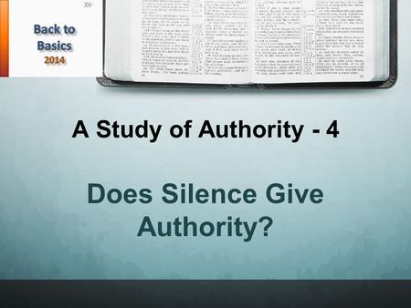 A Study of Authority - 4 Does Silence Give Authority?