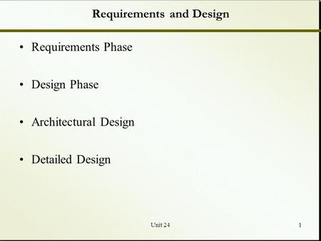Requirements and Design