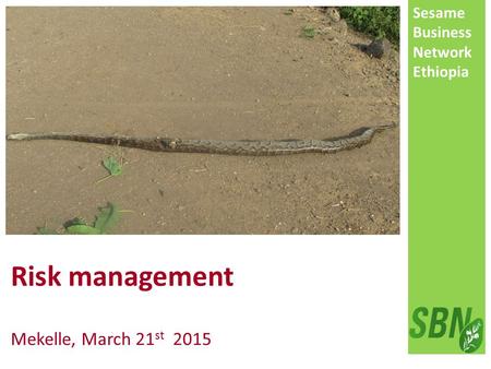 Sesame Business Network Ethiopia Mekelle, March 21 st 2015 Risk management.