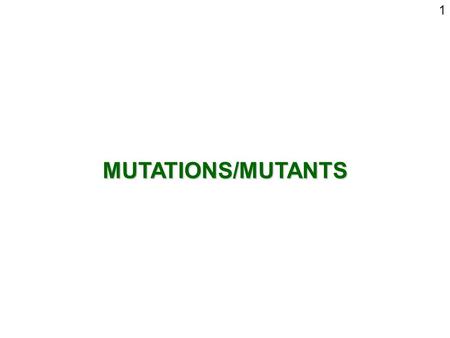 1 MUTATIONS/MUTANTS.