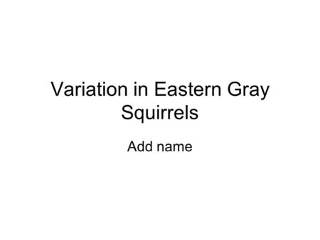 Variation in Eastern Gray Squirrels Add name. Background Information Natural environmental pressures Human influences on squirrel populations.