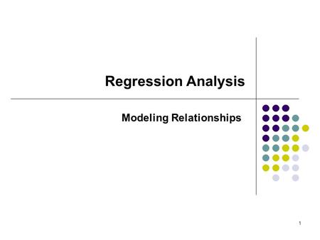 1 Regression Analysis Modeling Relationships. 2 Regression Analysis Regression Analysis is a study of the relationship between a set of independent variables.