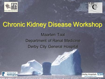 Chronic Kidney Disease Workshop Maarten Taal Department of Renal Medicine Derby City General Hospital Derby Nephrology Research.