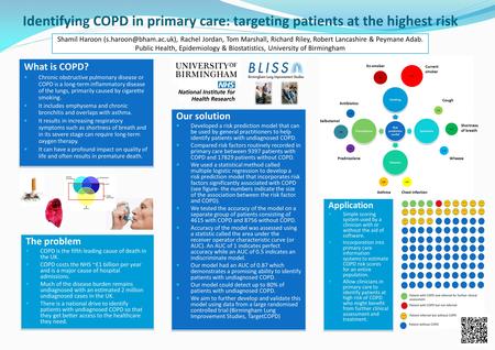 Identifying COPD in primary care: targeting patients at the highest risk What is COPD? Chronic obstructive pulmonary disease or COPD is a long-term inflammatory.