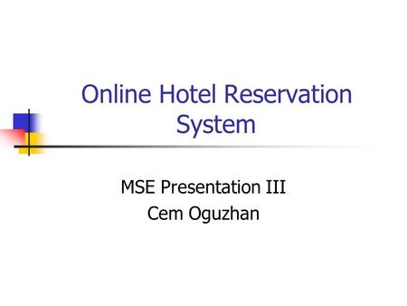 Online Hotel Reservation System