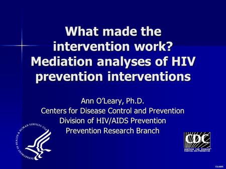 What made the intervention work? Mediation analyses of HIV prevention interventions Ann O’Leary, Ph.D. Centers for Disease Control and Prevention Division.