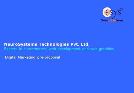NeuroSystems Technologies Pvt. Ltd. Experts in e-commerce, web development and web graphics Digital Marketing pre-proposal.