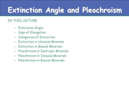 Extinction Angle and Pleochroism