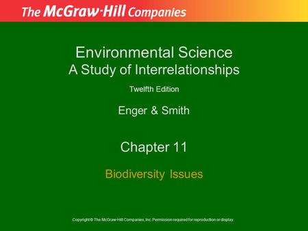 Chapter 11 Biodiversity Issues.