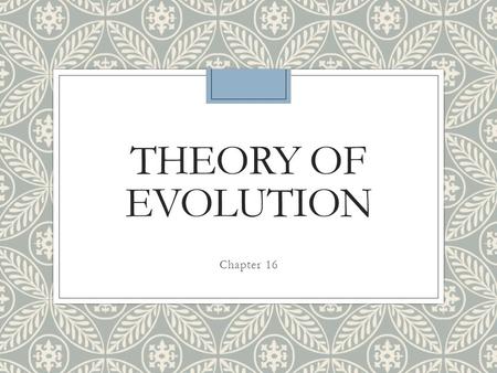 Theory of Evolution Chapter 16.