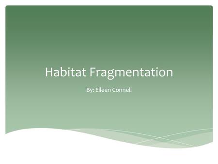 Habitat Fragmentation By: Eileen Connell. What is Habitat Fragmentation? Natural  Rivers  Volcanoes  Glacial Movement Anthropogenic (Human-Made) 