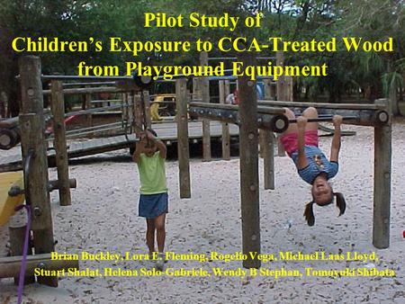 Pilot Study of Children’s Exposure to CCA-Treated Wood from Playground Equipment Brian Buckley, Lora E. Fleming, Rogelio Vega, Michael Laas Lloyd, Stuart.