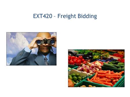 EXT420 – Freight Bidding. 1.International Procurement Process Overview 2.Create and use an International Freight Preference Bid Response (Offer/Quote)