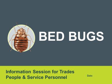 BED BUGS Information Session for Trades People & Service Personnel Date: