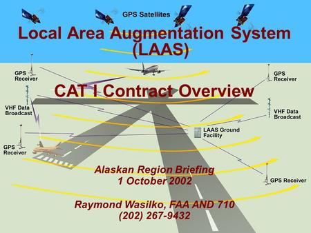 AND-710/LAAS Page 1 Local Area Augmentation System (LAAS) CAT I Contract Overview Alaskan Region Briefing 1 October 2002 Raymond Wasilko, FAA AND 710 (202)
