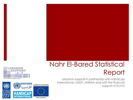 Nahr El-Bared Statistical Report Lebanon Support in partnership with Handicap International, UNDP, UNRWA and with the financial support of ECHO.