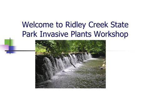 Welcome to Ridley Creek State Park Invasive Plants Workshop