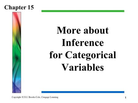 Copyright ©2011 Brooks/Cole, Cengage Learning More about Inference for Categorical Variables Chapter 15 1.