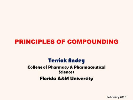 PRINCIPLES OF COMPOUNDING