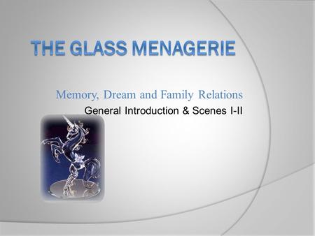 Memory, Dream and Family Relations General Introduction & Scenes I-II.