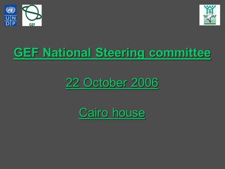 GEF National Steering committee 22 October 2006 Cairo house.