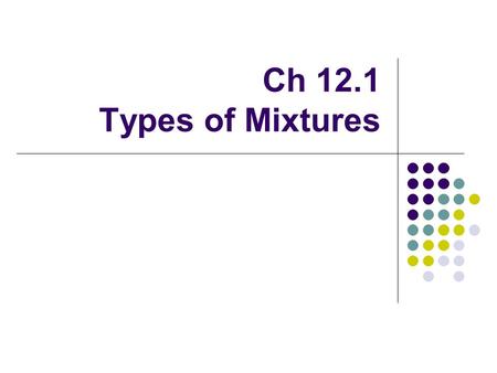 Ch 12.1 Types of Mixtures.