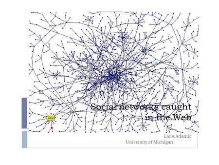 Social networks caught in the Web Lada Adamic University of Michigan.