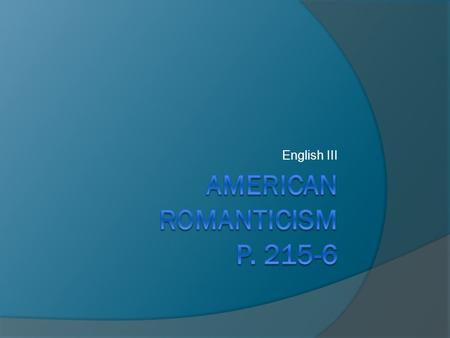 American Romanticism p