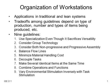Organization of Workstations