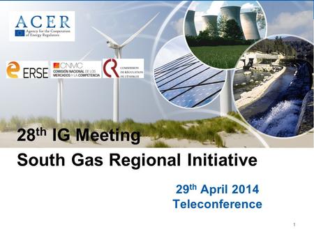 1 29 th April 2014 Teleconference 28 th IG Meeting South Gas Regional Initiative.
