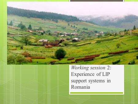 Working session 2: Experience of LIP support systems in Romania.