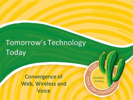 Tomorrow’s Technology Today Convergence of Web, Wireless and Voice.
