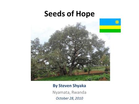 Seeds of Hope By Steven Shyaka Nyamata, Rwanda October 28, 2010.