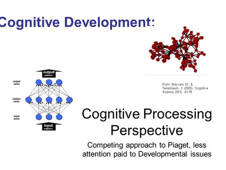 Cognitive Development: Cognitive Processing Perspective Competing approach to Piaget, less attention paid to Developmental issues From: Steyvers, M., &