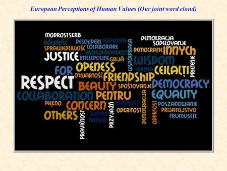European Perceptions of Human Values (Our joint word cloud)