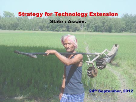 Strategy for Technology Extension State : Assam. 24 th September, 2012.