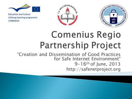 “Creation and Dissemination of Good Practices for Safe Internet Environment” 9-16 th of June, 2013