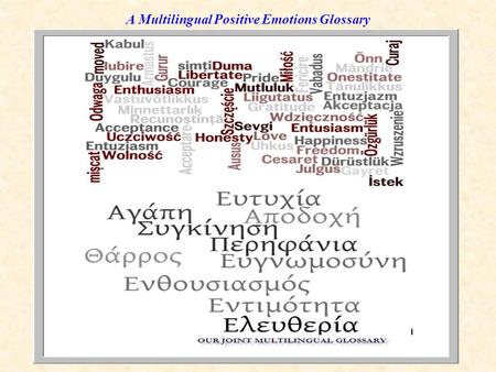A Multilingual Positive Emotions Glossary. The Greek Multilingual Positive Emotions Glossary.