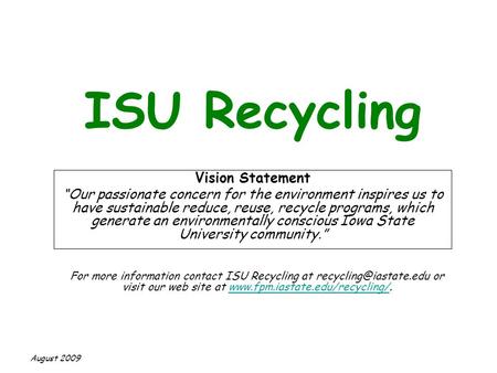 ISU Recycling Vision Statement