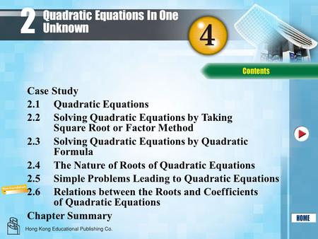 Quadratic Equations In One Unknown