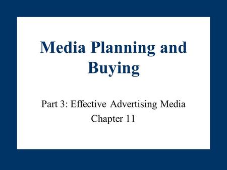 Media Planning and Buying