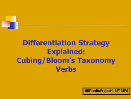 Differentiation Strategy Explained: Cubing/Bloom’s Taxonomy Verbs