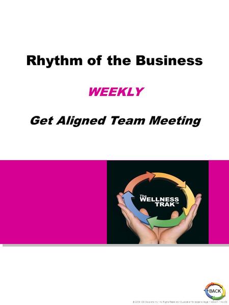 Rhythm of the Business WEEKLY Get Aligned Team Meeting © 2005 IDS Solutions Inc. All Rights Reserved Duplication for resale is illegal Version1.1 Nov06.