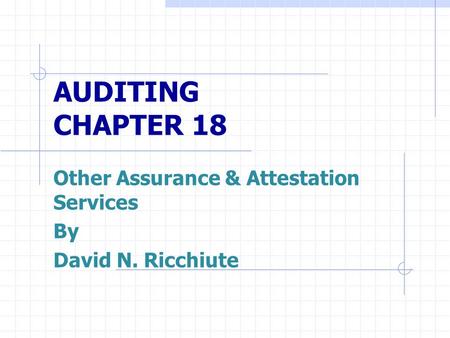 Other Assurance & Attestation Services By David N. Ricchiute