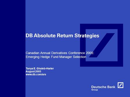 Canadian Annual Derivatives Conference 2005: