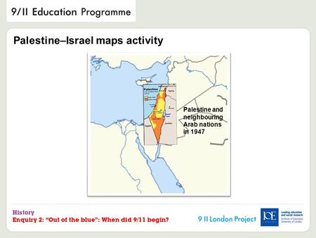 Palestine and neighbouring Arab nations in 1947 Palestine–Israel maps activity.