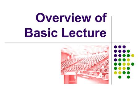 Overview of Basic Lecture. Lecture is… “…a process by which the notes of the professor become the notes of the student, without passing through the minds.