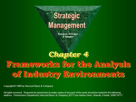 Chapter 4 Frameworks for the Analysis of Industry Environments Copyright © 1999 by Harcourt Brace & Company All rights reserved. Requests for permission.